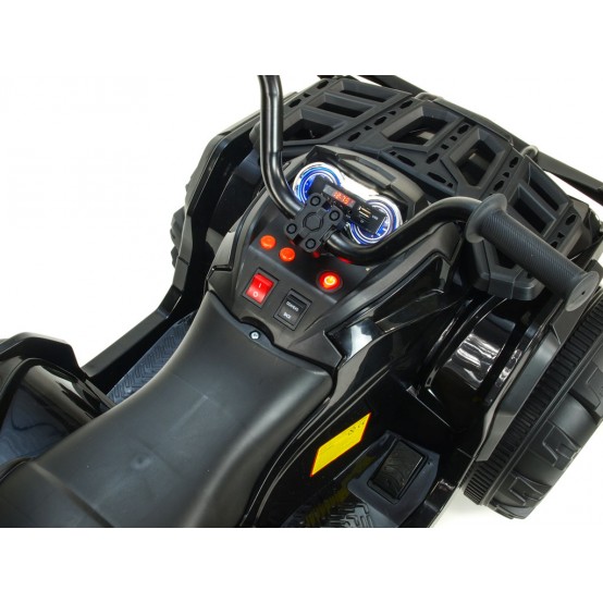 Čtyřkolka Predator-Lux s FM rádiem, USB, SD, MP3, LED + EVA kola a čalouněná sedačka, ČERNÁ